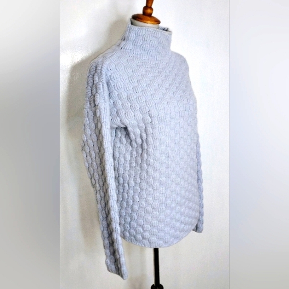 EILEEN FISHER BASKET WEAVE LAMBSWOOL MOCK TURTLE NECK - Picture 1 of 8